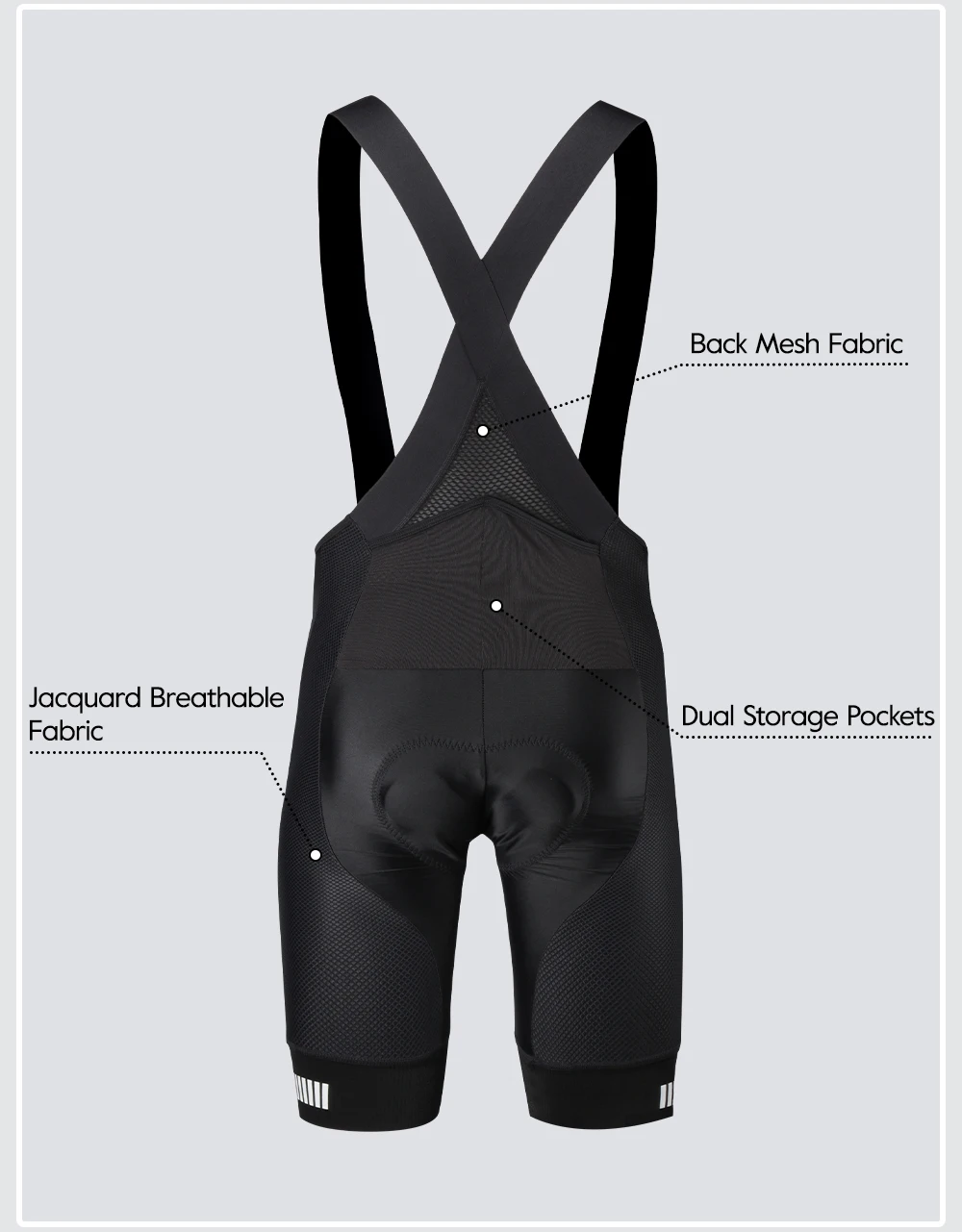 RION Herren Radsport-Trägerhose Gepolsterte Tights Rennrad MTB Fahrradbekleidung Atmungsaktiv 5H Reithose Hyosung Creora Elastan – Detail 7