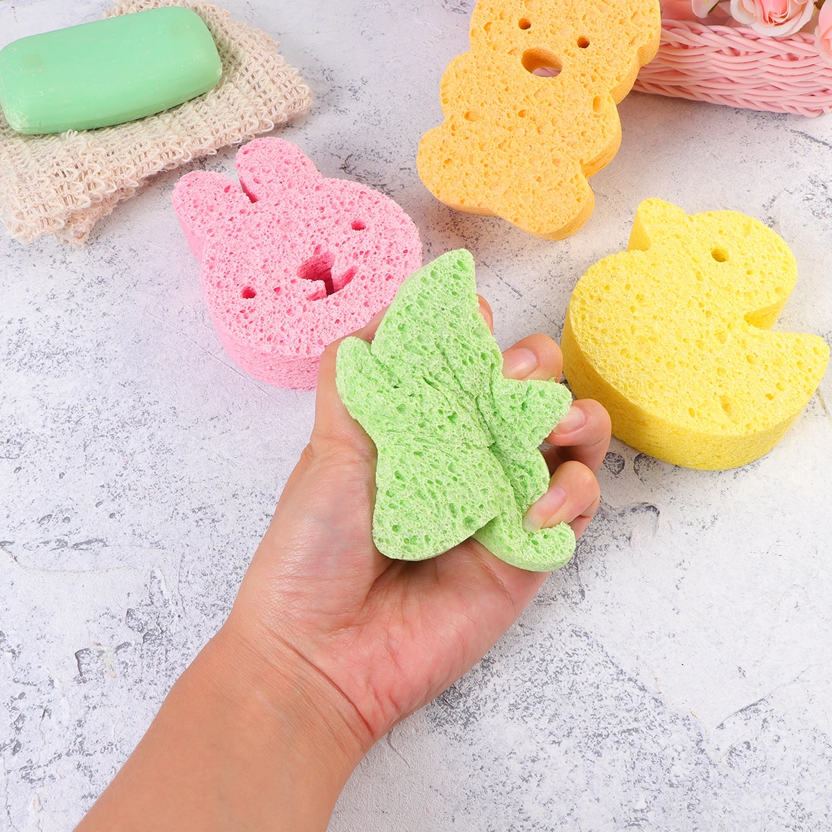 

4pcs Bath Sponges Cute Shape Smooth Exfoliating Cleansing Shower Sponge For Adults Pulp Bathroom Accessories