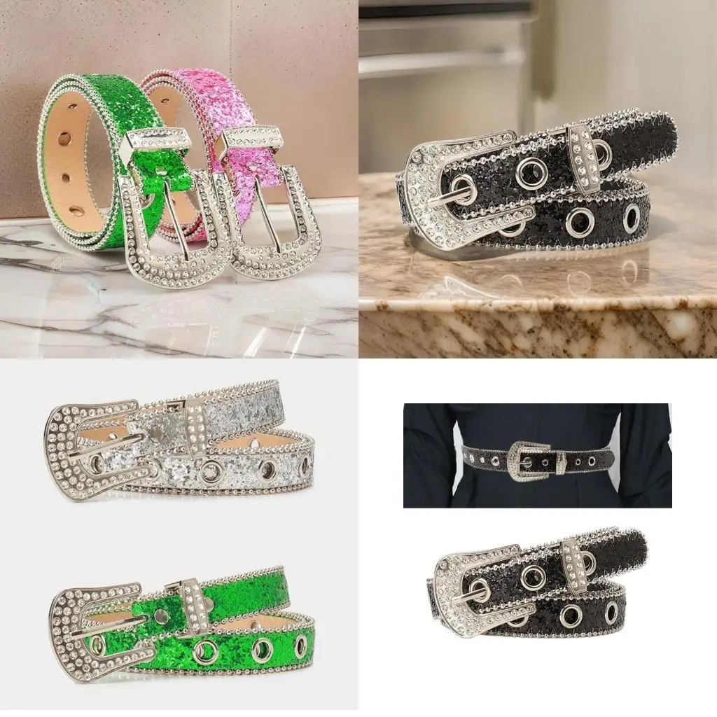 

39BB Waist Belt Chain Glitter Encrusted Rhinestones Belly Chain for Casual Wear