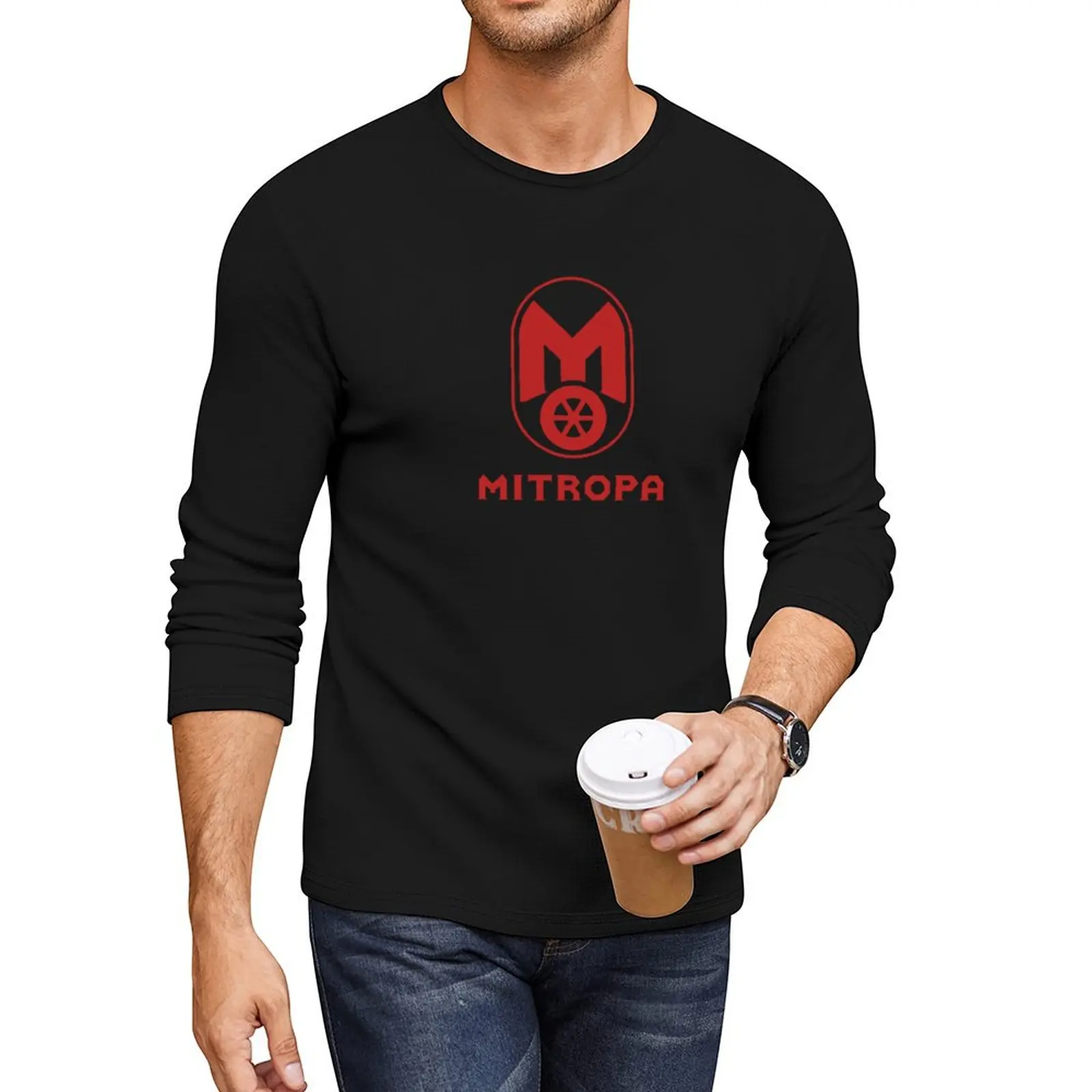 Moped Mitropa Logo (red) Long T-Shirt blank t shirts plain black t shirts men