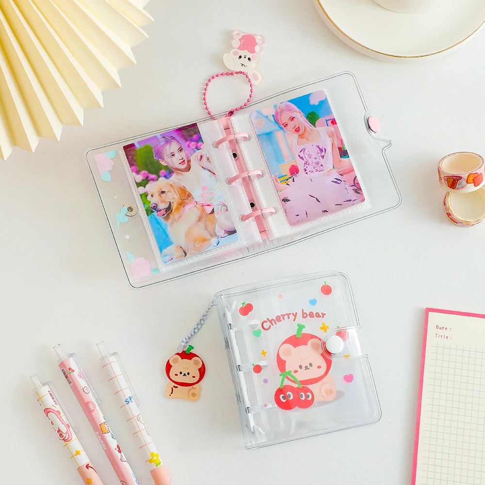 3Inch Portable Photo Card 3pcs Set With Pendant Transparent Cartoon Photocard Binder Mini Scrapbook Postcard Collection Storage