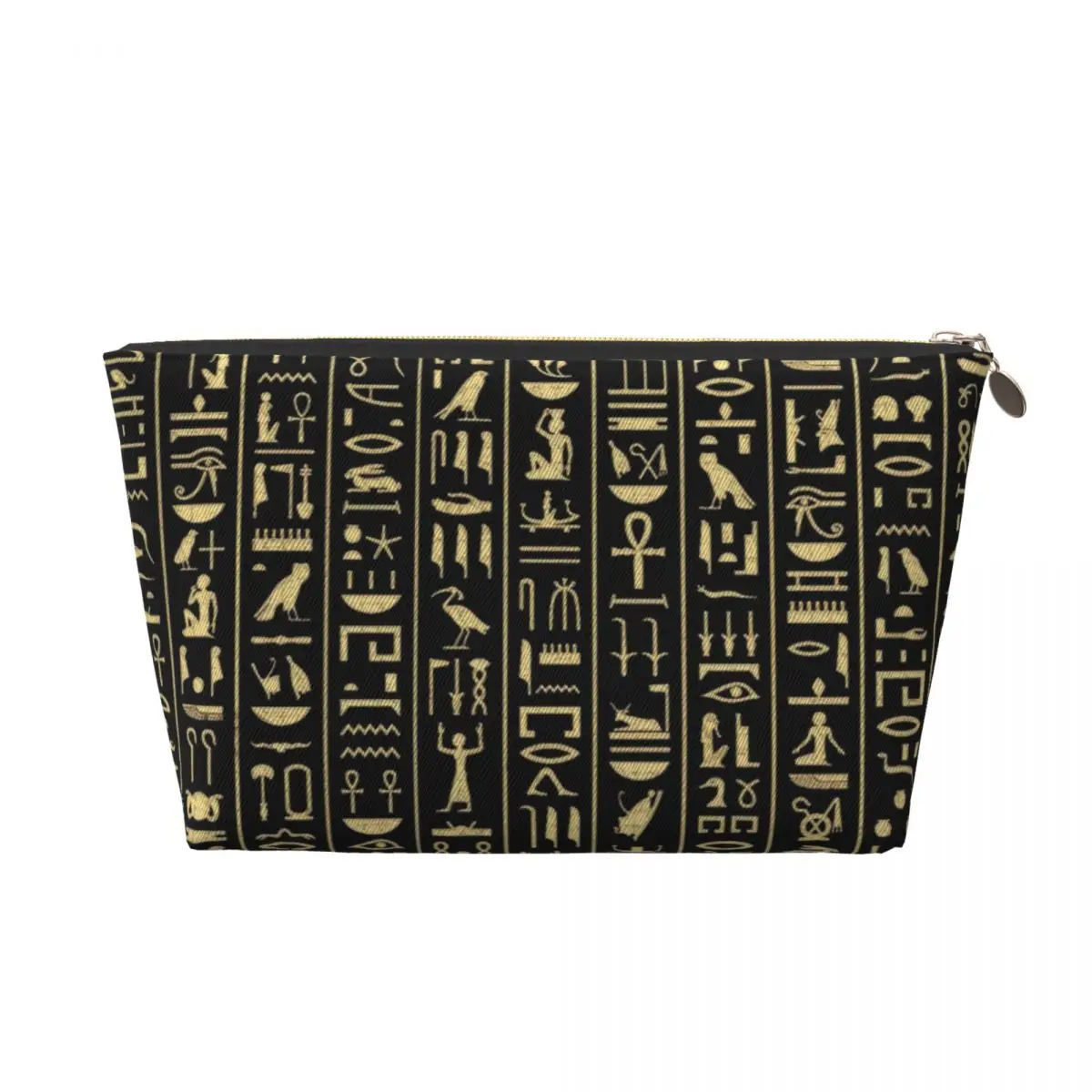 Custom Gold Hieroglyphics Cosmetic Bag Women Kawaii Large Capacity Egypt Art Makeup Case Beauty Storage Toiletry Bags