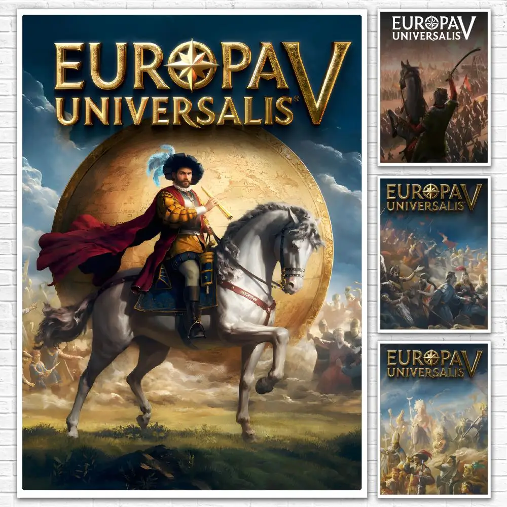 Affiche de jeu de stratégie E-Europa Universalis V, autocollant mural auto-adhésif HD imperméable et assorti à toutes les décorations, pour la maison et la chambre à coucher