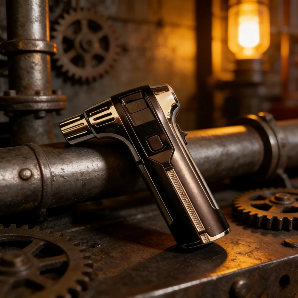 

High Temperature Kitchen Lighter with Type-c Electronic Ignition, Refillable Butane Big Flame Welding Gun Outdoor Igniter