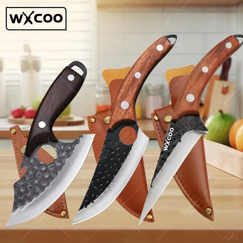 

WXCOO Boning Knife Meat Cleaver Knife with Full Tang Blade Forged Kitchen Knife with Anti-Rust Alloy Sharp Butcher's Knives