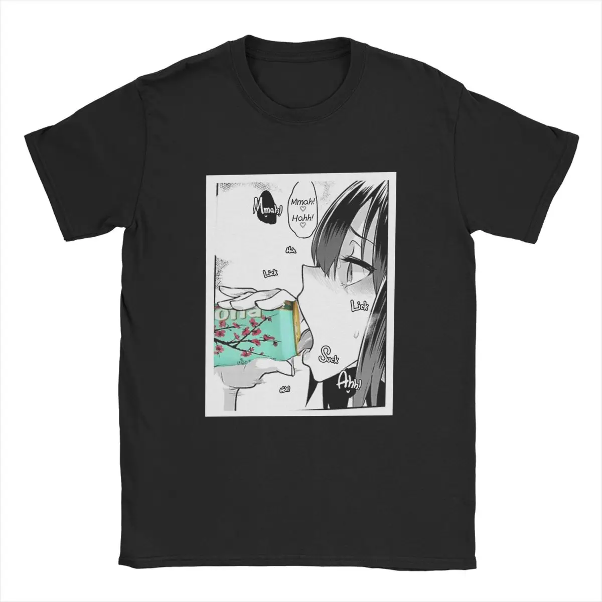 Saki Yoshida Drinking Arizona Tea Premium Hentai T Shirts 2022 new Japanese manga anime T-Shirt Pure Cotton Printed Clothing