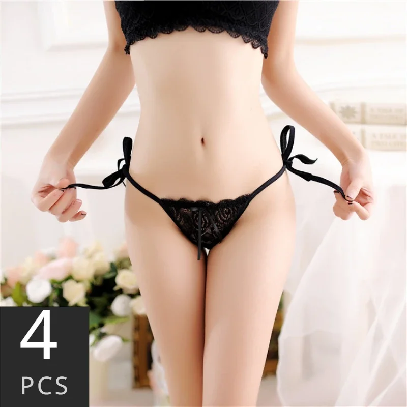 

Sexy and Transparent Women's Underwear Lace up Luxury Lace Fine Strap Tie up T-pants