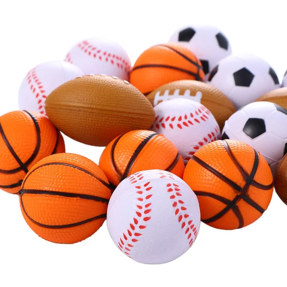 Children Kid Toy Rugby Bouncy Balls Football Ball Toy Mini Basketball Toys Squeeze Ball Funny Toy Balls PU Sponge Ball