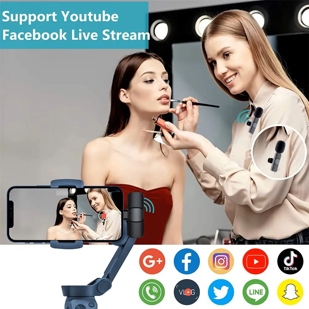 ميكروفون Xiaomi اللاسلكي Lavalier صغير محمول لتسجيل الصوت والفيديو لألعاب البث المباشر لهاتف iPhone Android