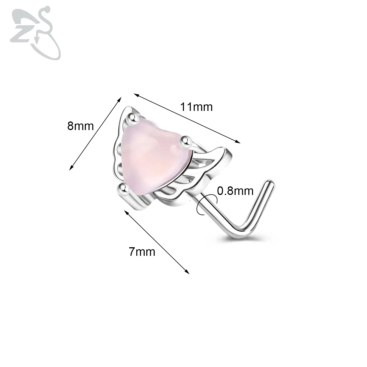 Cute CZ Crystal Nose Stud L-Shape