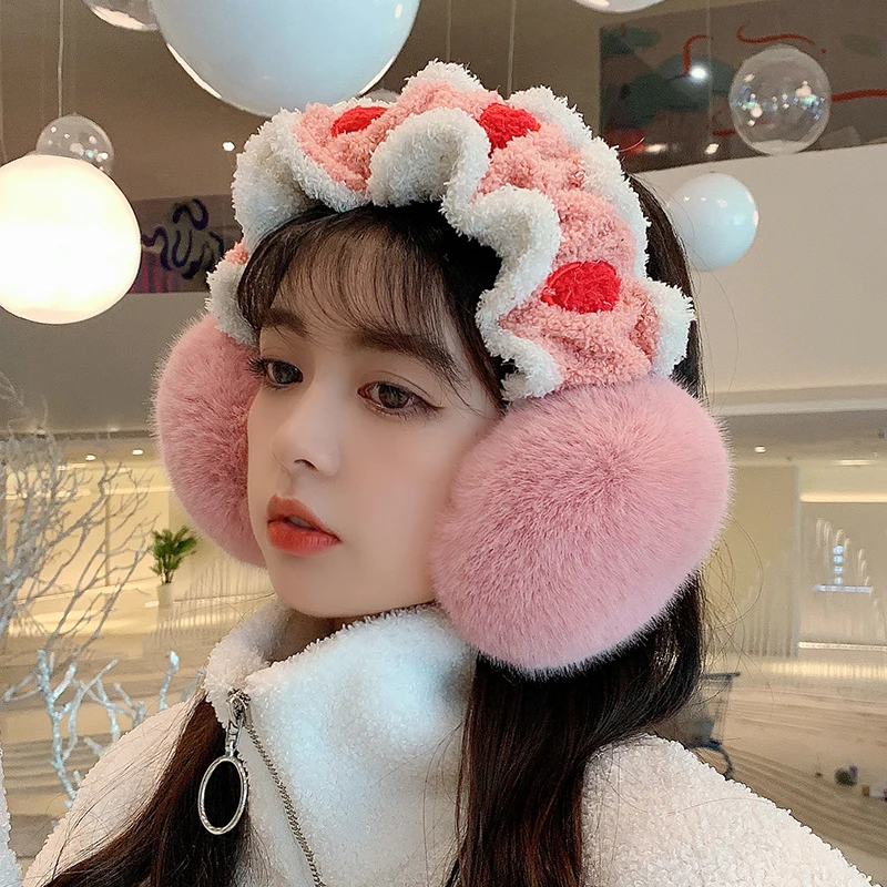 Earmuffs ear warmers in winter for women cute student ear covers ear protection plush ear caps anti-freeze folding ear-muffs