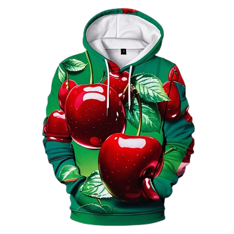 Harajuku Fashion Cherry Hoodies For Men Clothes Funny Fruit Sweatshirts Autumn Women Tracksuit Casual Boy Streetwear Unisex Tops