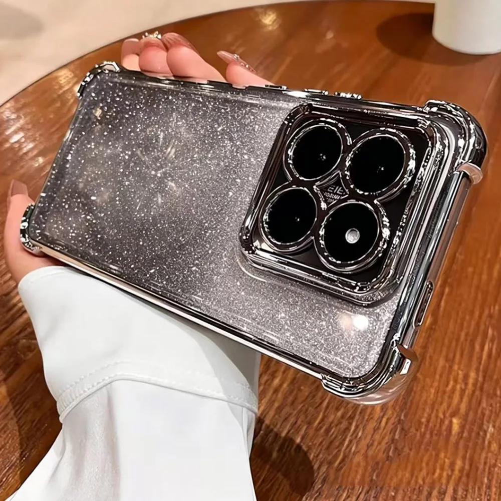 Find X9 Pro Gradient Glitter Plating Clear Phone Case For Coque Oppo Find X9 Pro X5 X3 Lite Reno 15 15F 12 13 Pro 11F Soft Cover