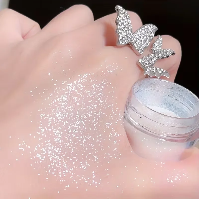 Flower Snow Glitter Highlighter Powder,Soft, Glittery Finish for Body & Face, Light Coverage, Softening Effect,Highlighting Skin