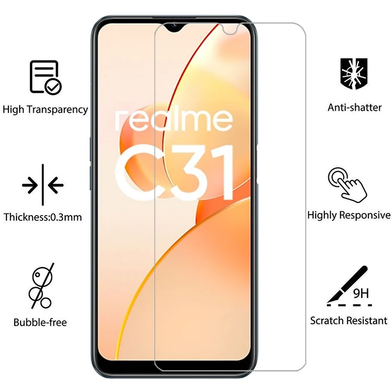 screen protector for realme c31 protective tempered glass on realmec31 c 31 31c phone film glas realmi relme ralme reame real me