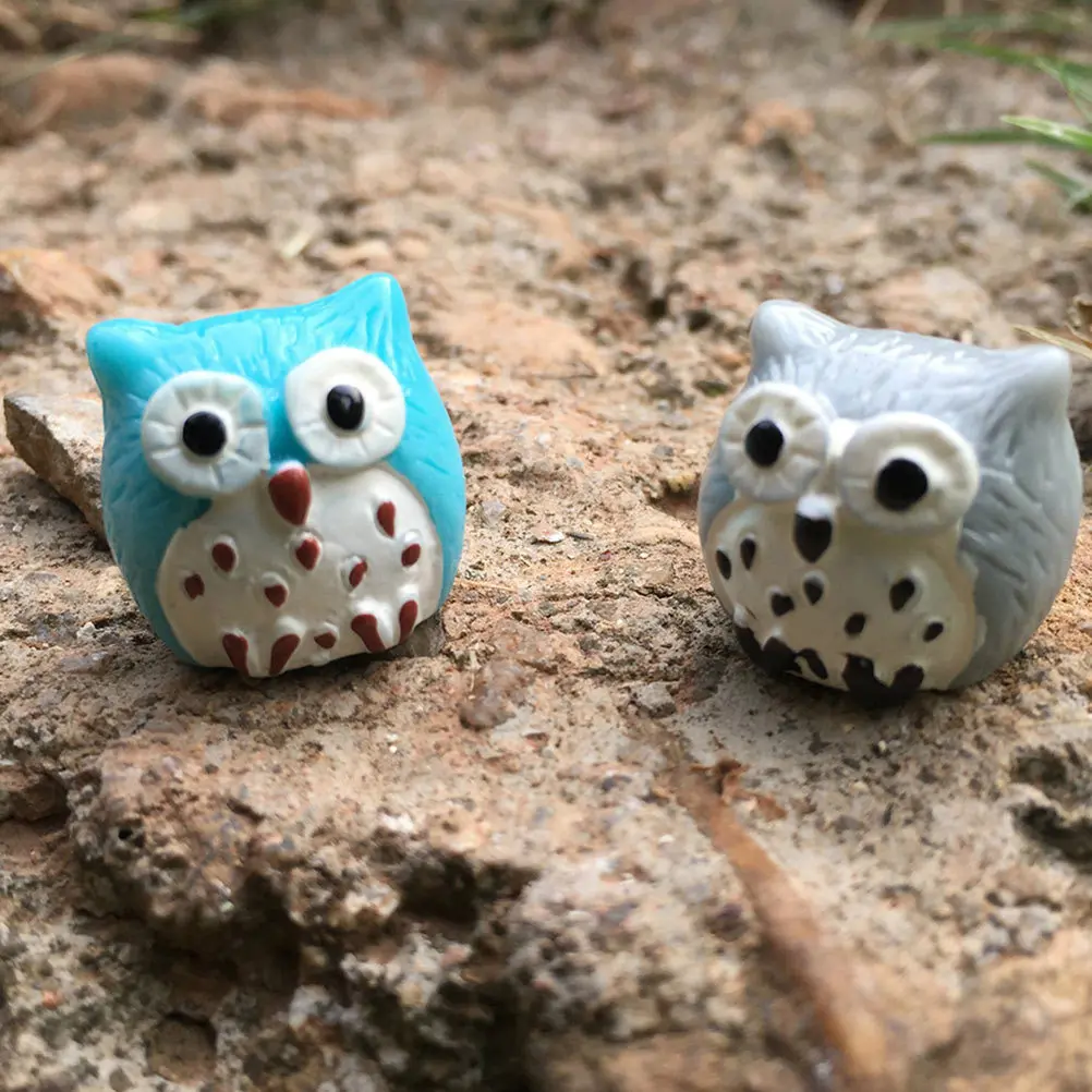 

12Pcs Mini Resin Owls Portable Realistic Miniature Landscape Decoration Fairy Garden Accessories Micro Landscape Animals