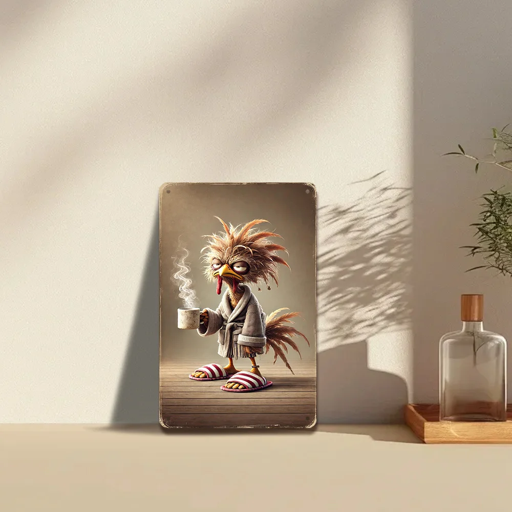 1 قطعة، الديك المتعب، علامة الألومنيوم، ديكور الغرفة، ديكور المنزل، ديكور المطعم، ديكور البار، ديكور المقهى، ديكور المرآب #5