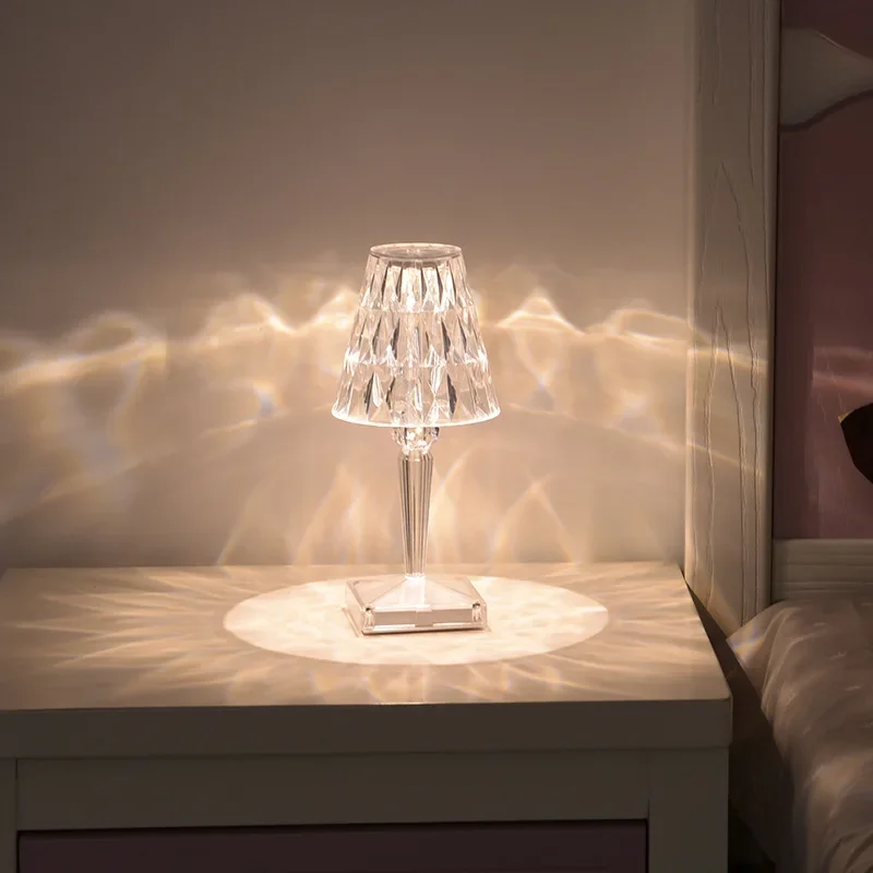 

Rose Crystal Creative LED Bedroom Ambiance Diamond RGB Decoration Rechargeable Bedside Table Lamp