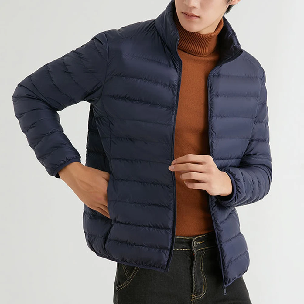 معطف رجالي مقاس كبير خفيف الوزن بياقة واقفة من القطن ملابس خارجية للاستخدام اليومي في الهواء الطلق والحفلات