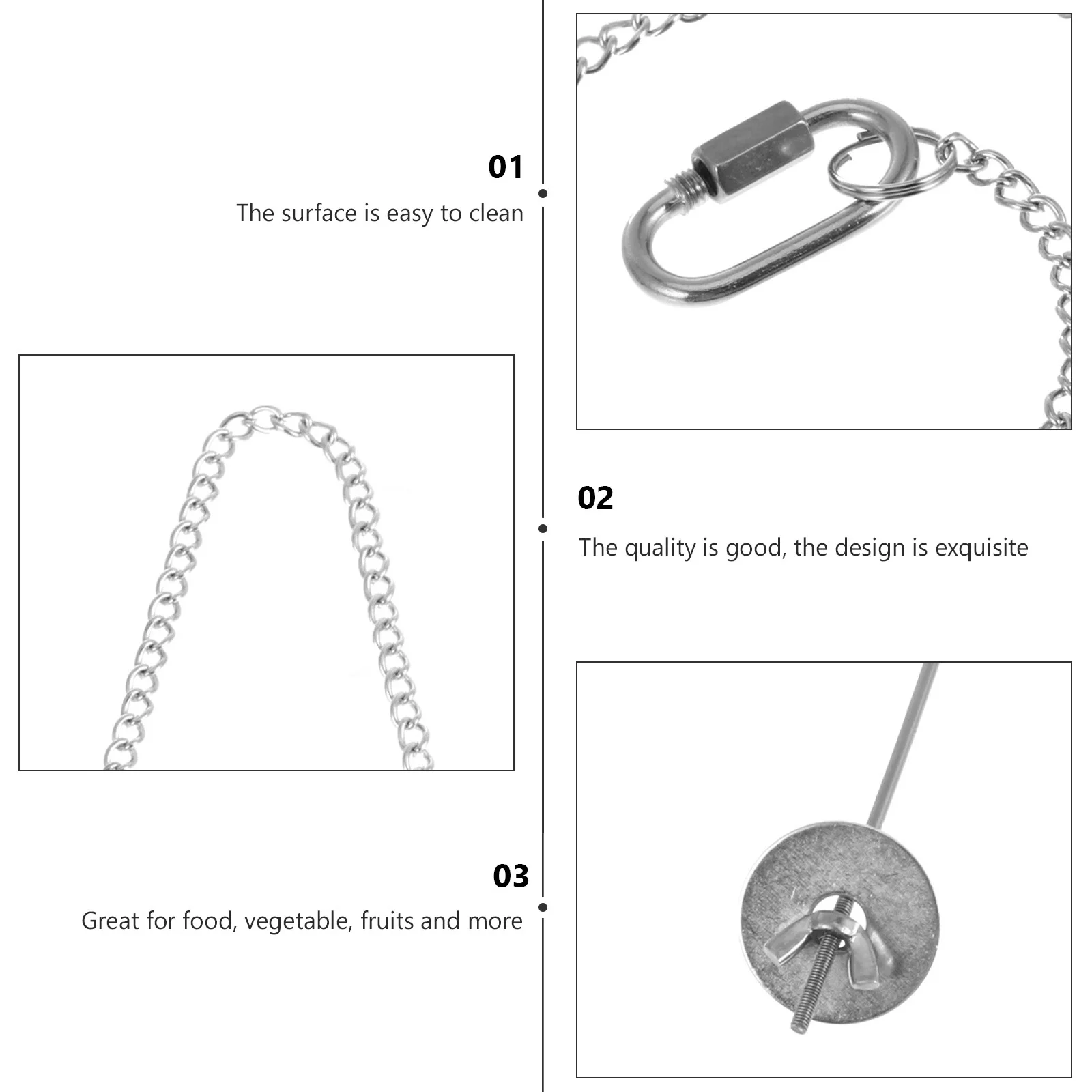 

Hanging Feeder Galvanized Chicken Feeding Apparatus Durable Portable Pet Food Holder Vegetable Fruit Long Tail