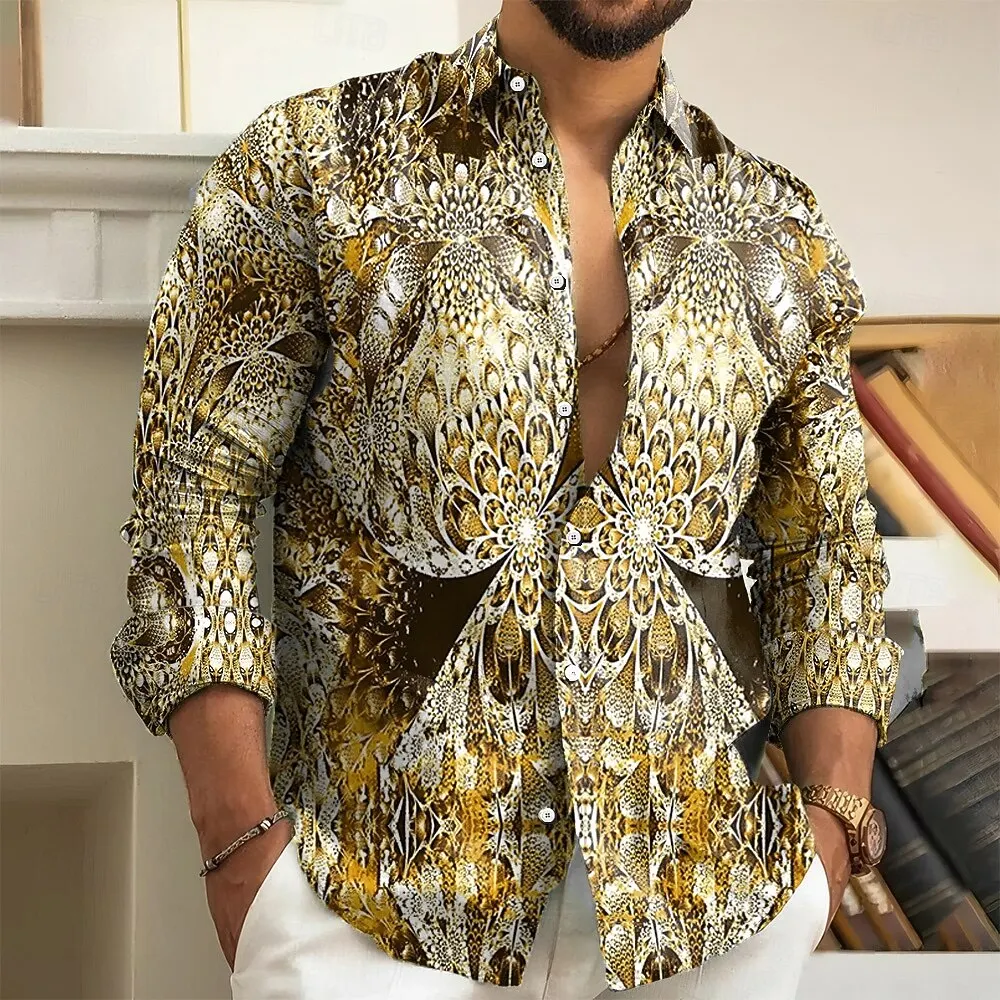 

Мужская рубашка с цветочным принтом и цветами, рубашка на пуговицах, гавайская рубашка с длинным рукавом для отдыха на открытом воздухе, летние отложные рубашки с воротником с 3D принтом