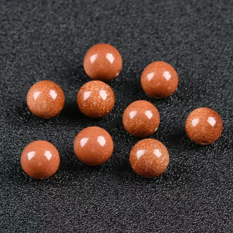 4A Natural Gold Sandstone Single Bead DIY Handmade Crystal