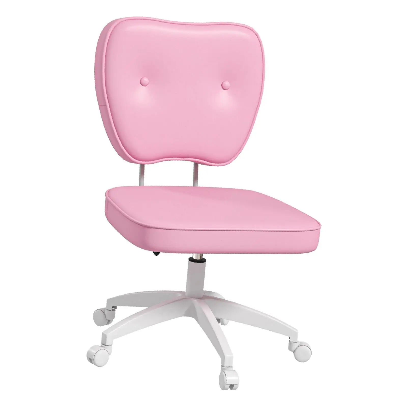 Niedlicher armloser Bürostuhl, kleiner Computer-Schreibtischstuhl aus PU-Leder,