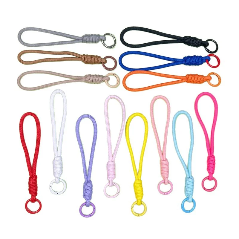 14cm Braided Lanyard Bag Keychain with Carabiner Dolls Phone Case Hanging Strap Rope Keyring Keys Holder Diy O Ring Clasp