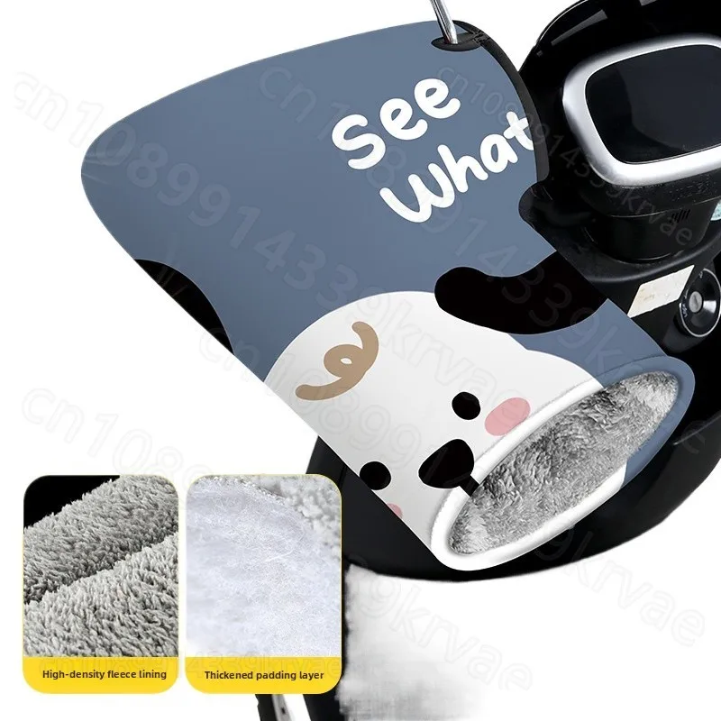Electric motorcycle handlebars winter warm battery car gloves PVC waterproof windshield piled thickened cotton hand guard