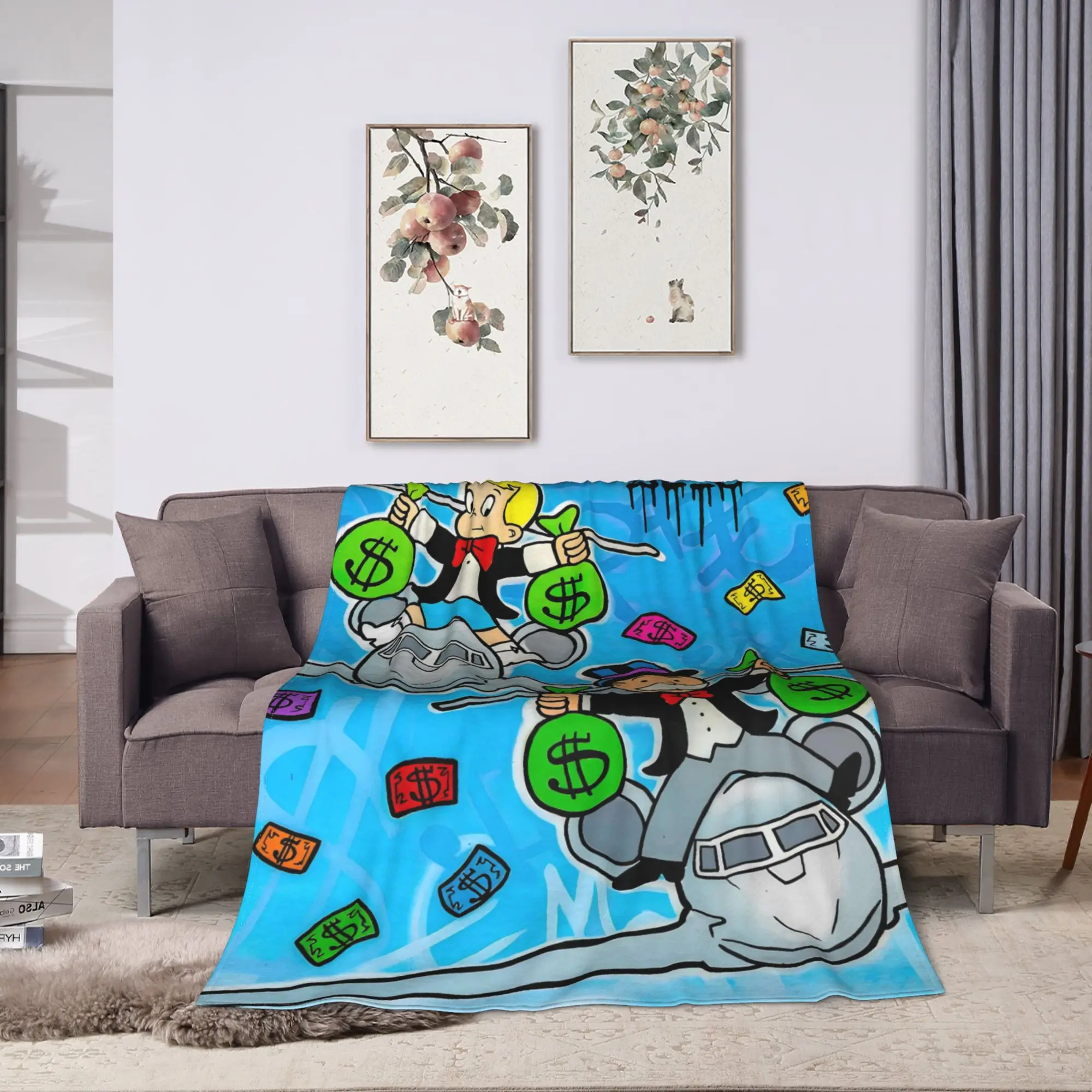 Monopolys Money Dance Blanket Quality Warm Soft  Throw Blanket Winter Decorative Bedroom Novelty Bedspread
