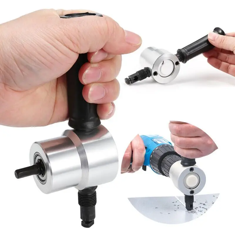 Double Head Sheet Nibbler Metal Cutter Saw Drill Attachment work craft Tool Set