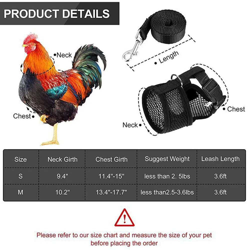 Fashion Chicken Duck Vest Hen Belt Pet Harness Matching Collars Bow Comfortable Leads Breathable Poultry Supplies