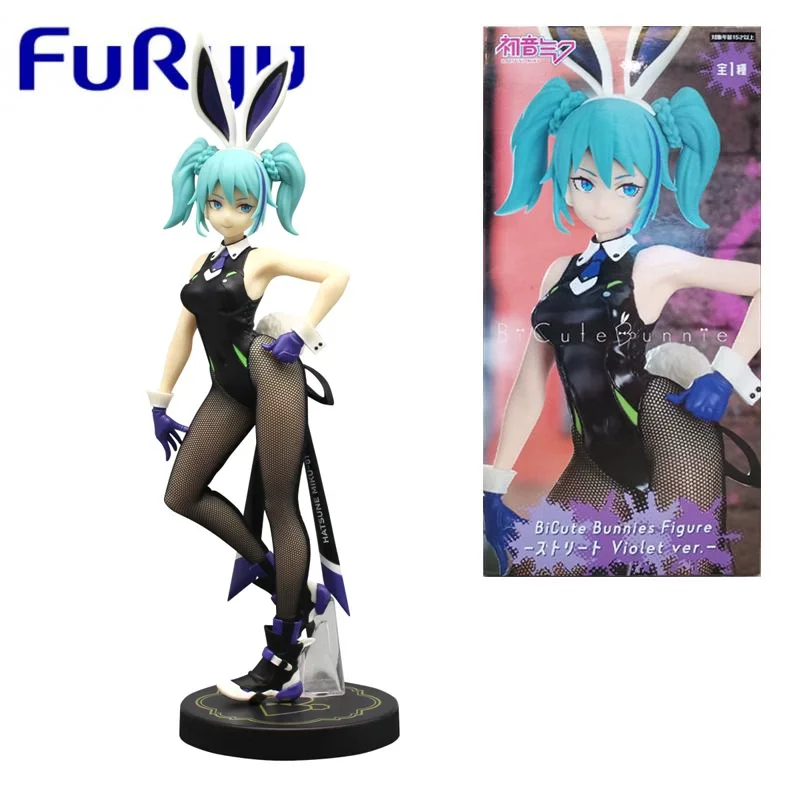 Furyu Original Bicute Bunnies Hatsune Miku Violet Ver. Anime Action Figure Toys for Boys Girls Kids Children Birthday Gifts