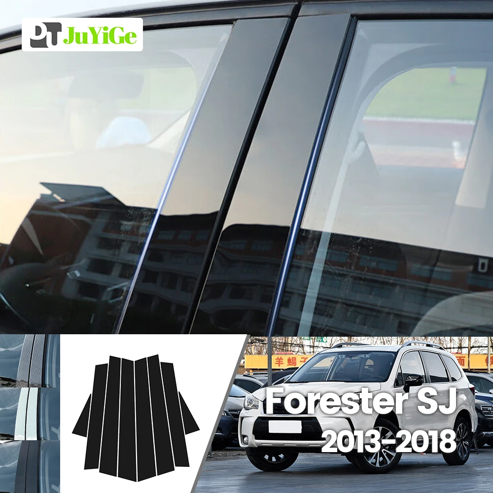 

Для Subaru Forester SJ MK4 2013-2018 2014 2015 2016, ярко-черная наклейка из углеродного волокна, окна, двери B C