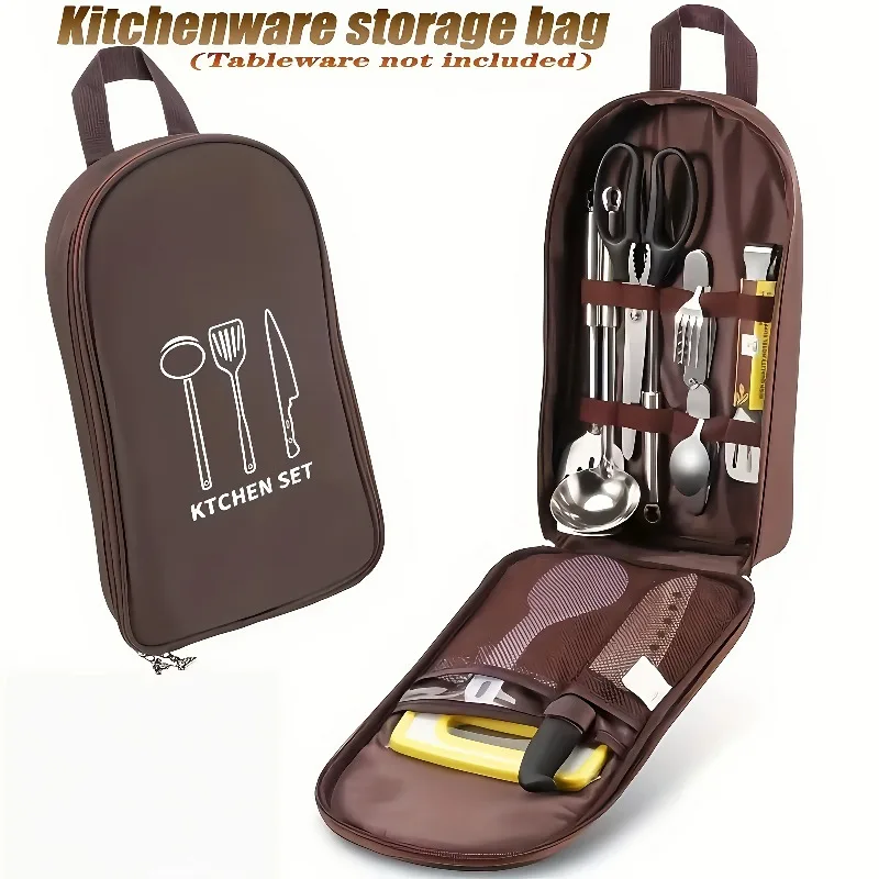 Outdoor Cooking Bag Camping Storage Bag PortableCooking Utensil Organizer Storage Pouch Picnic Bag Utensil Storage Pouch