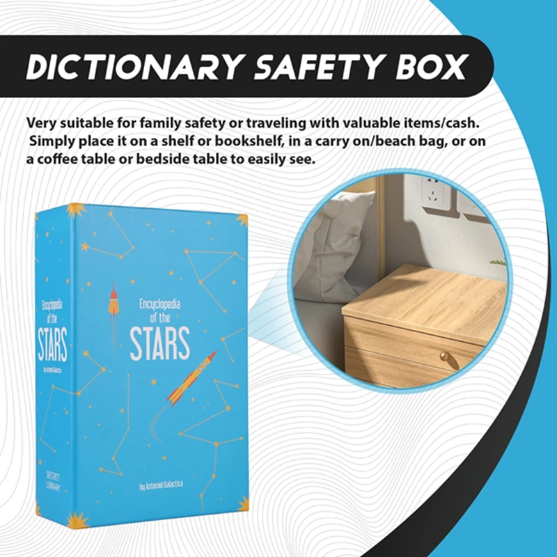 Dictionary Book Safe Storage Box,  Safe With 3 Digital Combination Lock, Anti-Theft Safe Secret Box