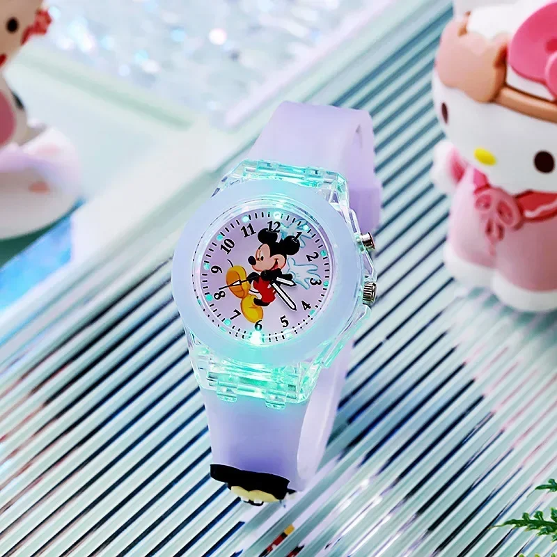 MINISO Disney Minnie Watch Mickey Mouse Children\'s Flash Light Cartoon Figure Doll Electronic Watch Boys Girls Birthday Gifts