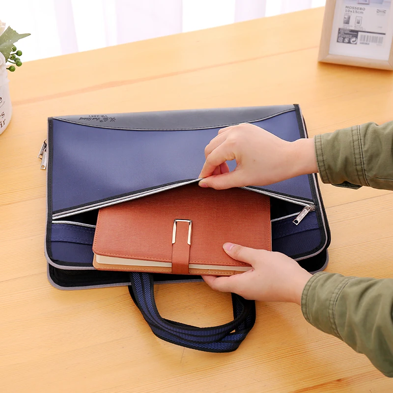 Document Bag Canvas Office Tote Bag Business Multi-layer Oxford Briefcase Female Simple Information Package File Organizer