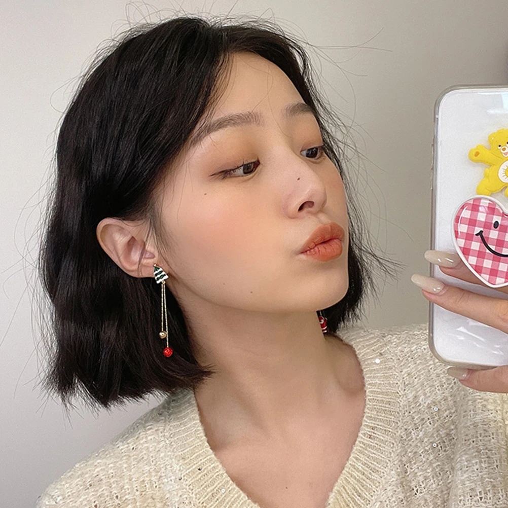 1 زوج عيد الميلاد أقراط للنساء استرخى شرابة سانتا موضوع الأزياء والمجوهرات عطلة حزب الأذن الملحقات