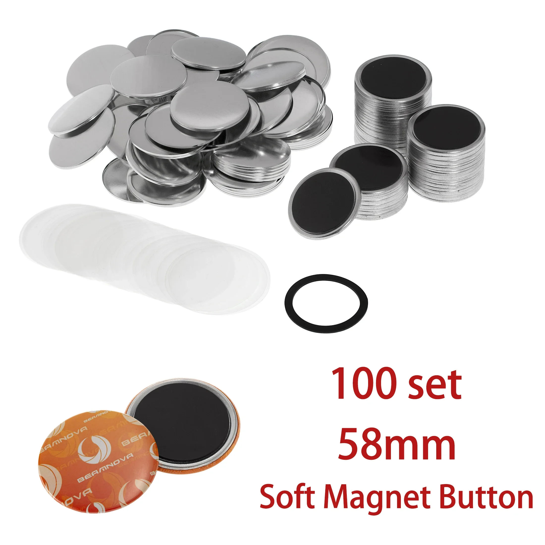 58mm 100Pcs Pusta plakietka Przycisk Maker Części Materiał Przycisk Magnes Lodówka DIY Making Punch Press Machine Część materiału