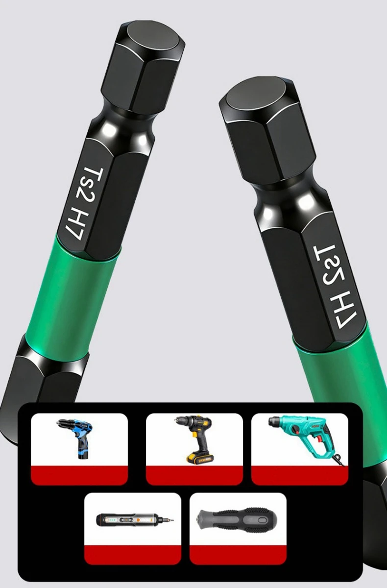 10-teiliges Schlagbohrer-Torx-Bit-Set mit Sechskantschaft, magnetischer Schraubendreher, Phillips-, Schlitz- und Kreuzschlitz-Bits, Elektrowerkzeug-Bits – Detail 7