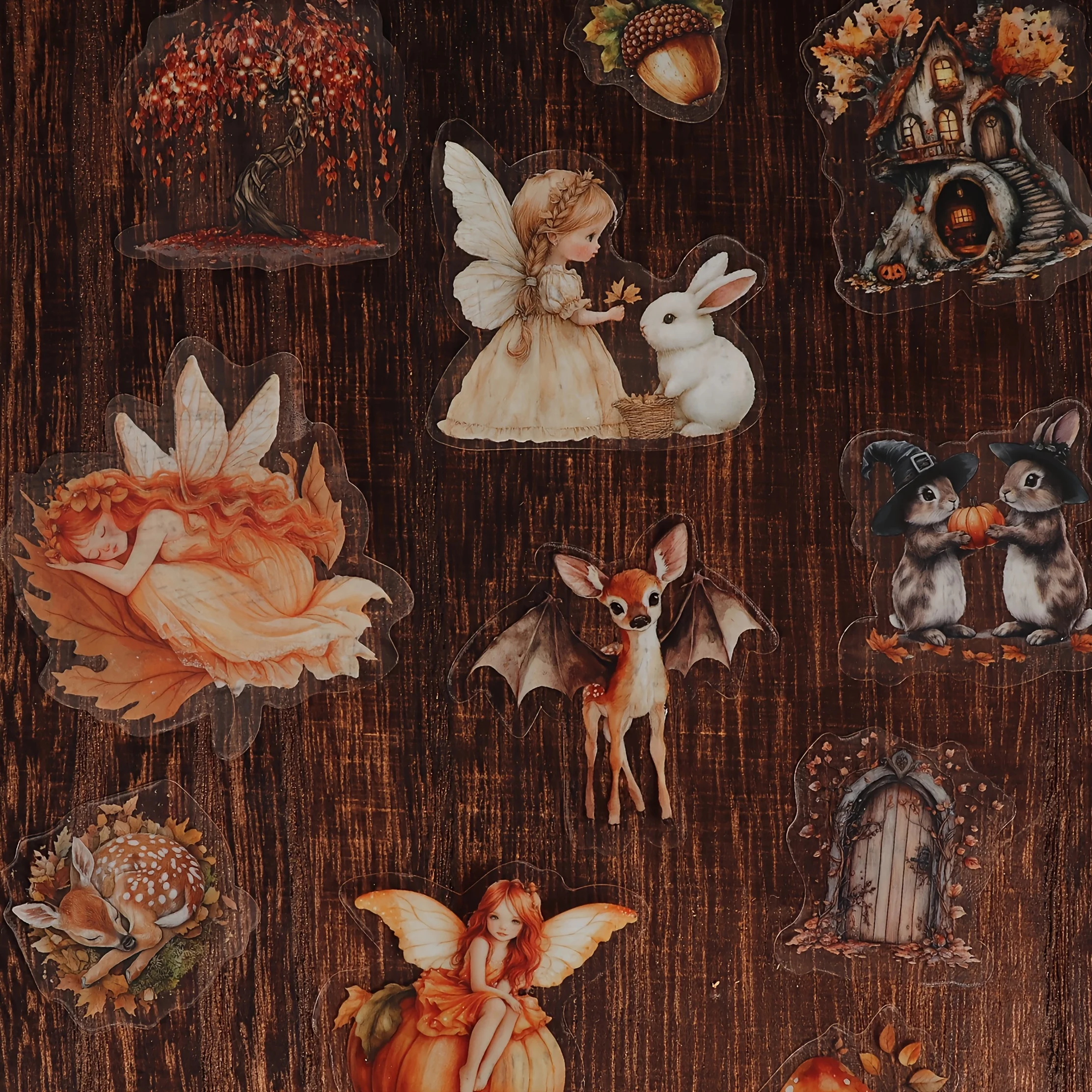 72-84 قطعة مجموعة ملصقات موضوع حيوانات الغابات والغابات لديكور الهالوين، وسجل القصاصات، وديكورات البطاقات البريدية، والكمبيوتر المحمول