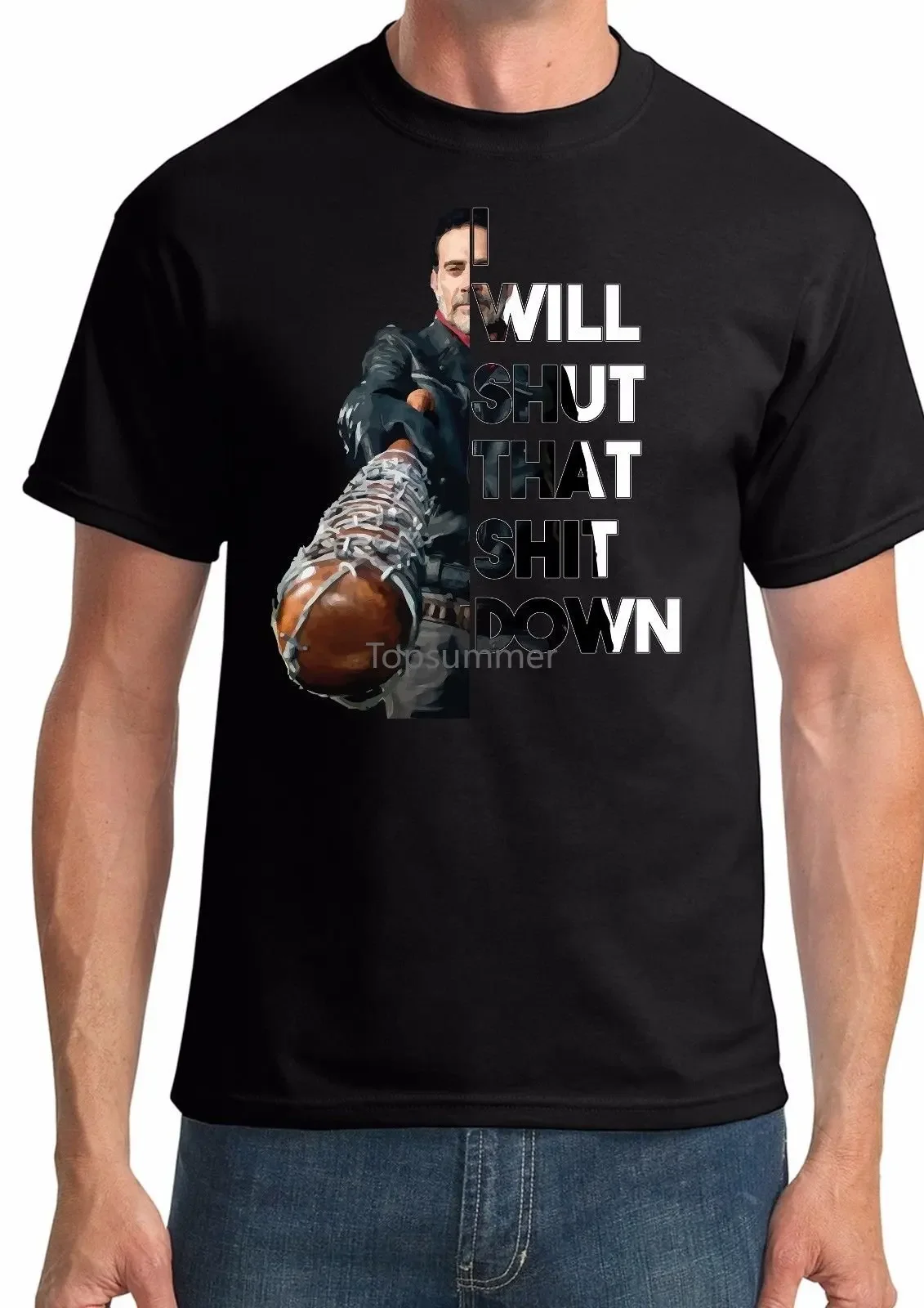 نيجان تي شيرت لوسيل Twd المشي الميت زومبي ريك ووكر الخفافيش اغلاق المحملة كول عادية فخر تي شيرت الرجال للجنسين موضة جديدة