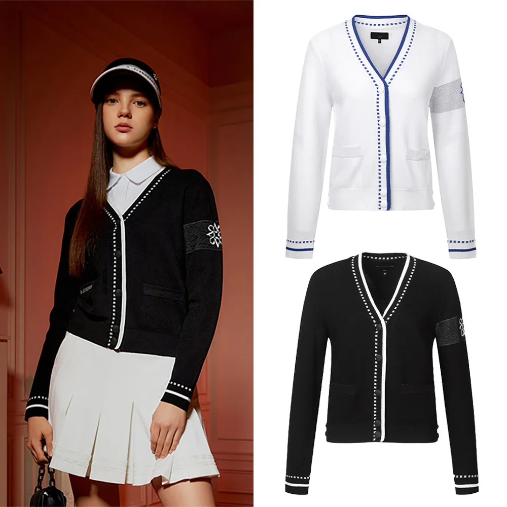 

"High Quality Women's Knitted Cardigan! Enhance Your Temperament! Versatile V-neck, Golf Trend Jacket, New Sports Style!"