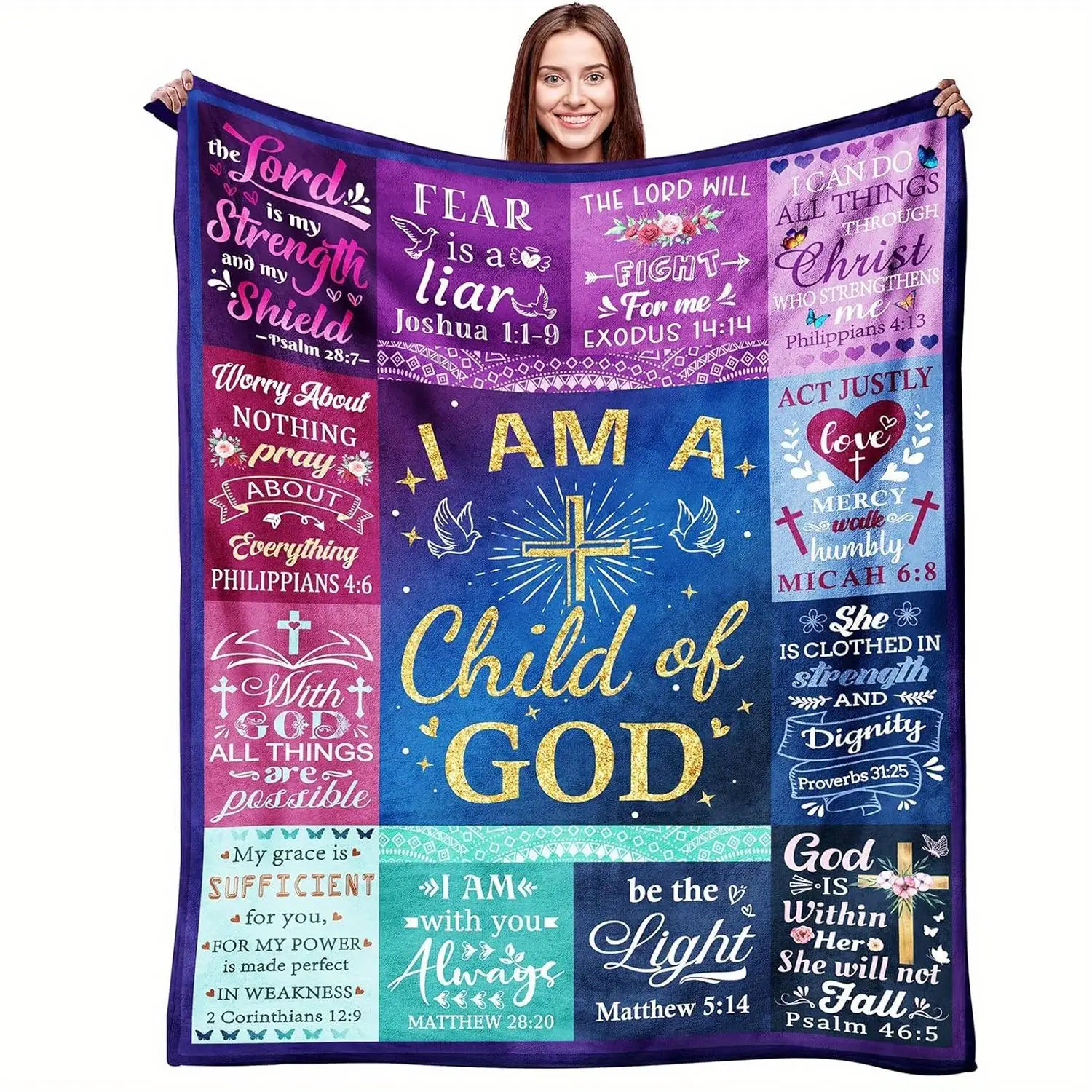 Fantasy Color Scheme Facecloth Blanket Full Of Devotion To God Suitable For Easter Prayers Home Decoration Sofa Office Use