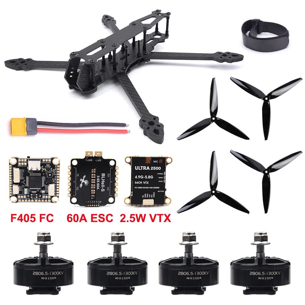 

Mark4 V2 7inch 295mm Frame Kit F4 F405 Flight Controller 60A ESC 2.5W FPV VTX 2806.5 2807 1300KV Motor For RC Long Range Drone