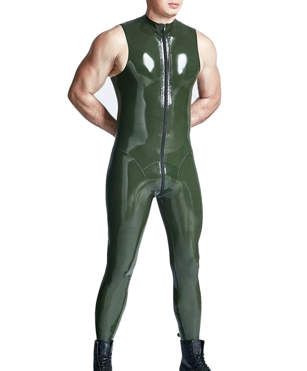 

Men's latex bodysuit with back zipper rubber Jumpsuits