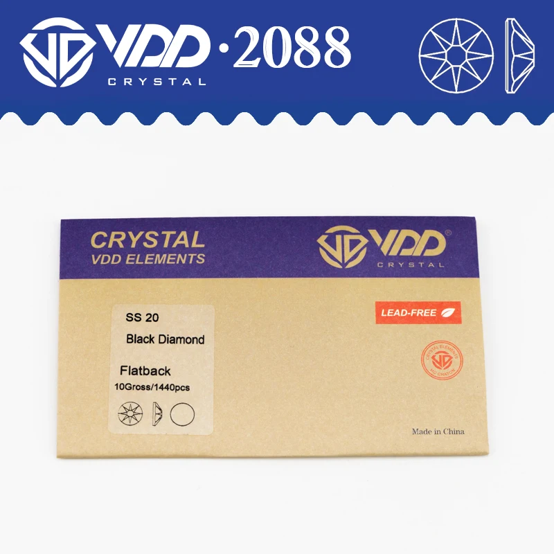 VDD 003 czarny diament 2088 kryształki górskie SS16-SS30 8 dużych 8 małych płaskich kamiennych brokatów DIY dekoracje artystyczne do paznokci