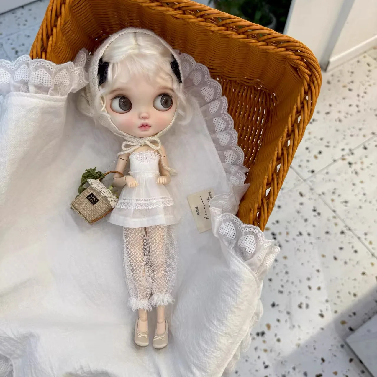 

ICY DBS Blyth Doll Clothe Accessories Sweet White Fairy Lolita Dress Set For 19 Joints OB24 Azone Blyth Doll Daily Dress Up