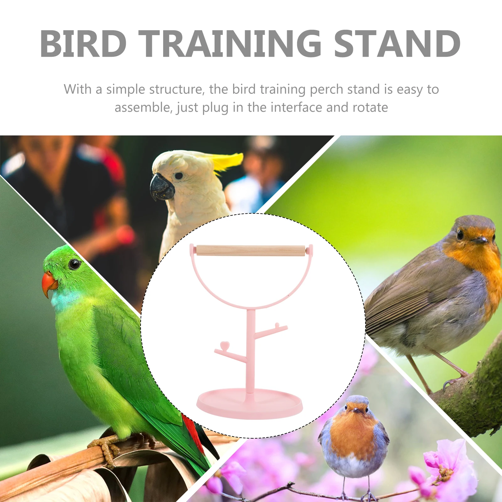 

Bird Training St Plastic Wooden Parrot Perch Pink Portable Tabletop Bird Cage Perches for Parakeets Indoor Parrot St